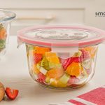 کاسه گرد شیشه ای دربدار 1.2 لیتری
