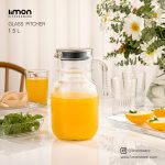 پارچ شیشه ای 1.5 لیتر درب استیل
