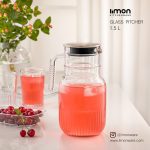 پارچ شیشه ای شیاردار 1.5 لیتر درب استیل