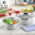 آبکش و لگن رنده دار استیل