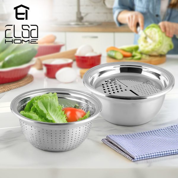 آبکش و لگن رنده دار استیل