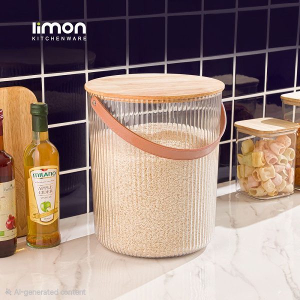 سطل شفاف شیاردار درب چوبی 12 لیتری