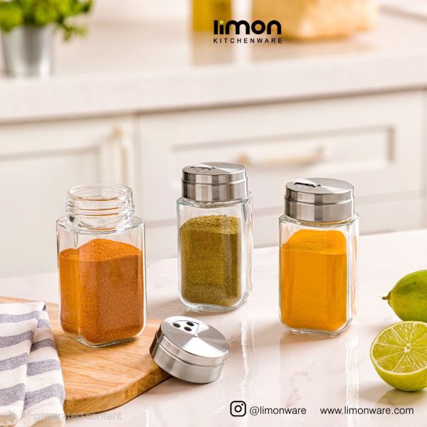 جا ادویه شیشه ای درب استیل 220 سی ا ادویه