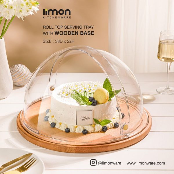 ظرف سرو کیک بزرگ کفه چوبی